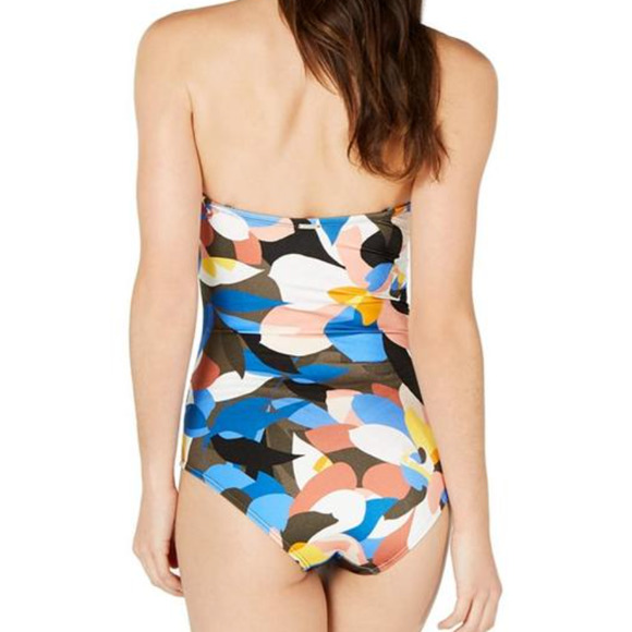 Calvin Klein Pop Art Blue Convertible Bandeau One-piece Swimsuit 16 NWT - Picture 2 of 5